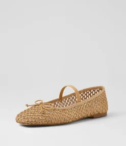 Women DIANA FERRARI Flats-Nidree Tan Woven Flat Shoes