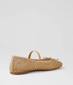 Women DIANA FERRARI Flats-Nidree Tan Woven Flat Shoes