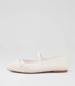 Women DIANA FERRARI Flats-Nidree White Woven Flat Shoes