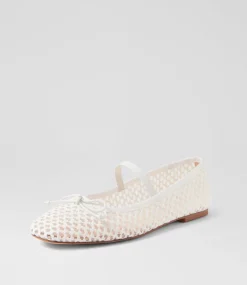 Women DIANA FERRARI Flats-Nidree White Woven Flat Shoes