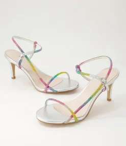 Women TOP END Heels|Sandals-Nierah Silver Rainbow Multi Sandals
