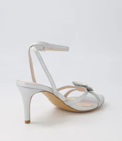 Women TOP END Heels|Sandals-Ninie Silver Petrol Leather Jewels Sandals