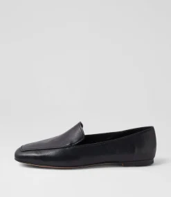 Women DIANA FERRARI Flats|Loafers-Ninoa Black Leather Loafers