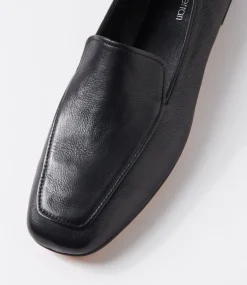 Women DIANA FERRARI Flats|Loafers-Ninoa Black Leather Loafers