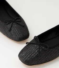 Women DIANA FERRARI Flats-Niver Black Woven Flat Shoes