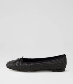 Women DIANA FERRARI Flats-Niver Black Woven Flat Shoes