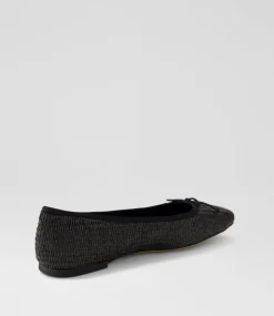 Women DIANA FERRARI Flats-Niver Black Woven Flat Shoes