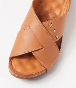 Women DIANA FERRARI Slides|Sandals-Nivero Tan Leather Slides