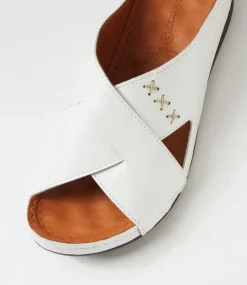 Women DIANA FERRARI Slides|Sandals-Nivero White Leather Slides