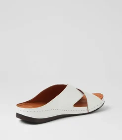 Women DIANA FERRARI Slides|Sandals-Nivero White Leather Slides