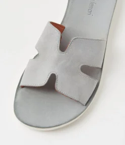 Women DIANA FERRARI Flats|Slides-Nokker Denim White Leather Slides