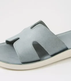 Women DIANA FERRARI Slides|Flats-Nokker Sky White Leather Slides