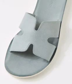 Women DIANA FERRARI Slides|Flats-Nokker Sky White Leather Slides