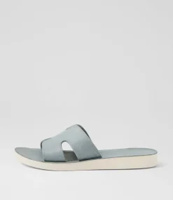 Women DIANA FERRARI Slides|Flats-Nokker Sky White Leather Slides