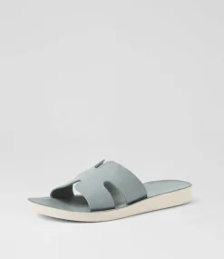 Women DIANA FERRARI Slides|Flats-Nokker Sky White Leather Slides