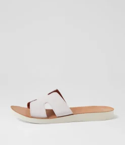 Women DIANA FERRARI Flats|Slides-Nokker White Leather Slides