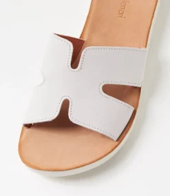 Women DIANA FERRARI Flats|Slides-Nokker White Leather Slides