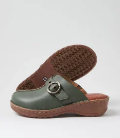 Women COLORADO Comfort|Heels-Nola Forest Green Leather Heels
