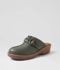 Women COLORADO Comfort|Heels-Nola Forest Green Leather Heels