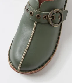 Women COLORADO Comfort|Heels-Nola Forest Green Leather Heels