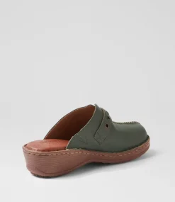 Women COLORADO Comfort|Heels-Nola Forest Green Leather Heels
