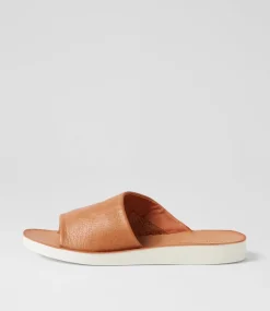 Women DIANA FERRARI Slides|Flats-Nomen Dark Tan White Leather Slides