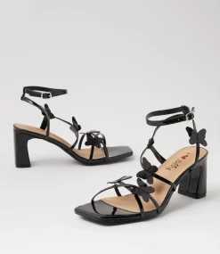 Women I LOVE BILLY Heels|Sandals-Nujean Black Patent Pu Sandals