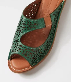 Women COLORADO Comfort|Slides-Nura Green Leather Slides