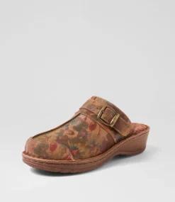 Women COLORADO Comfort|Heels-Nyla Tan Floral Leather Heels
