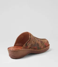 Women COLORADO Comfort|Heels-Nyla Tan Floral Leather Heels