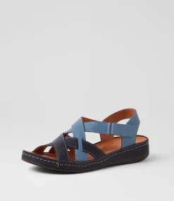Women DIANA FERRARI Sandals-Nyled Navy Denim Leather Sandals