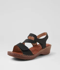 Women COLORADO Comfort|Heels-Nyrita Black Crazyhorse Leather Sandals