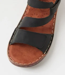 Women COLORADO Comfort|Heels-Nyrita Black Crazyhorse Leather Sandals