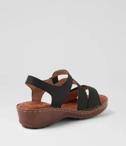 Women COLORADO Comfort|Heels-Nyrita Black Crazyhorse Leather Sandals