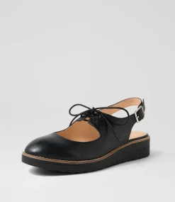 Women TOP END Flats-Ochas Black Leather Flat Shoes