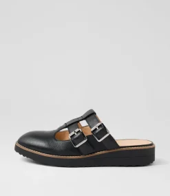 Women TOP END Flats-Ocheeky Black Leather Flat Shoes