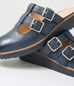 Women TOP END Flats-Ocheeky Navy Leather Flat Shoes