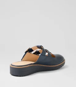 Women TOP END Flats-Ocheeky Navy Leather Flat Shoes
