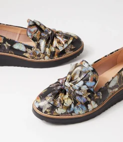 Women TOP END Flats|Loafers-Oclem Black Butterfly Leather Flat Shoes
