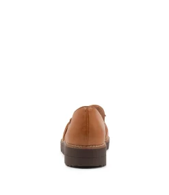Women TOP END Loafers|Wedges-Oclem Dark Tan Leather Flat Shoes CS