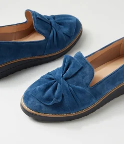 Women TOP END Loafers|Wedges-Oclem Light Navy Suede Flat Shoes