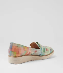 Women TOP END Loafers|Wedges-Oclem Multi Checkers Leather Flat Shoes