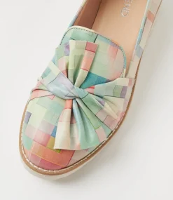 Women TOP END Loafers|Wedges-Oclem Multi Checkers Leather Flat Shoes