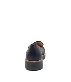 Women TOP END Loafers|Wedges-Oclem Navy Leather Flat Shoes