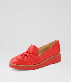 Women TOP END Loafers|Flats-Oclem Red Leather Loafers