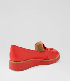 Women TOP END Loafers|Flats-Oclem Red Leather Loafers
