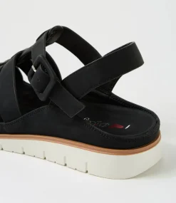 Women I LOVE BILLY Flats|Sandals-Oglioto Black Nubuck Pu Sandals