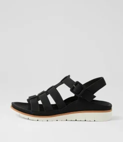Women I LOVE BILLY Flats|Sandals-Oglioto Black Nubuck Pu Sandals
