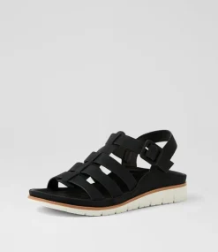 Women I LOVE BILLY Flats|Sandals-Oglioto Black Nubuck Pu Sandals