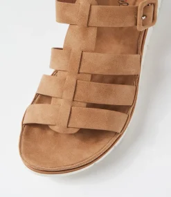 Women I LOVE BILLY Flats|Sandals-Oglioto Light Tan Nubuck Pu Sandals